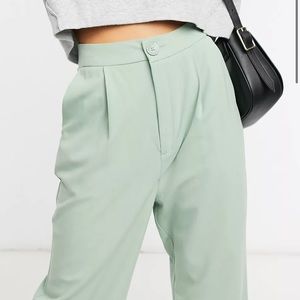 Stradivarius wide leg trousers sage green
